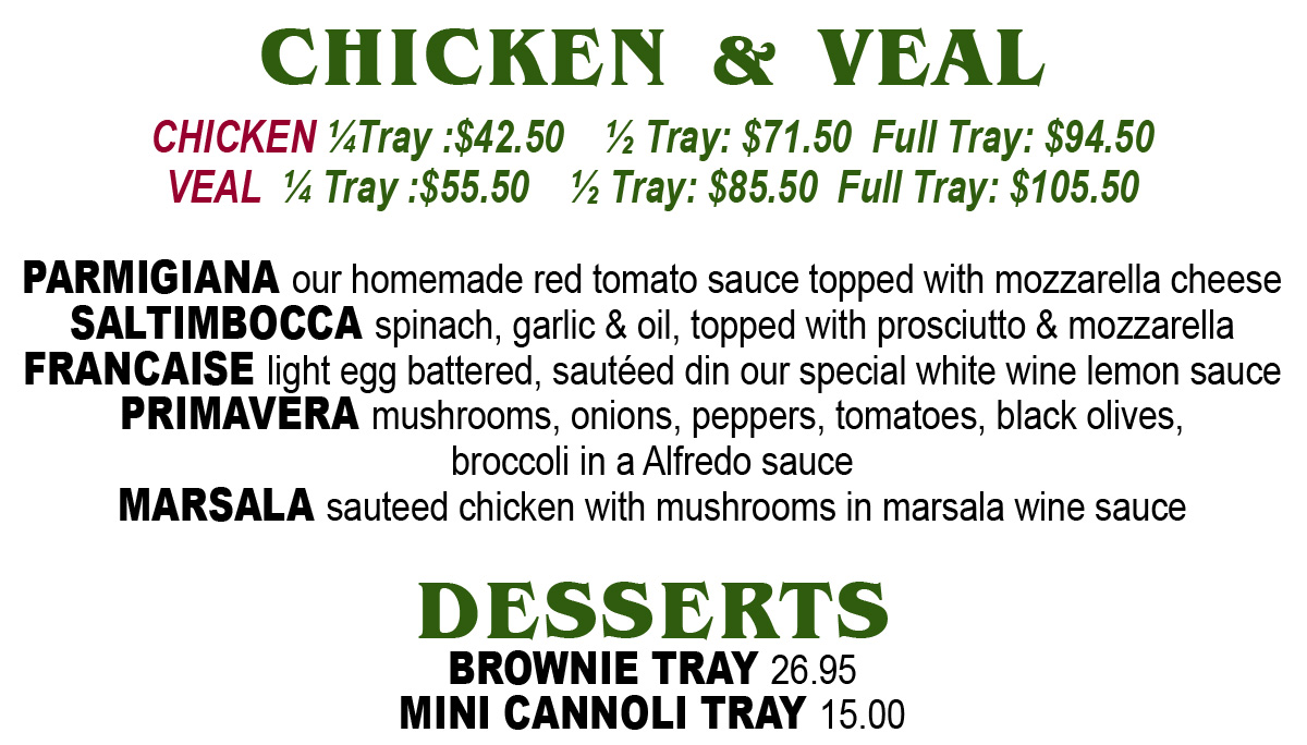 Chicken &  Veal - Desserts